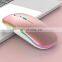 New Ultra-thin Mini Wireless Mouse Silent Mute Rechargeable Led Colorful Lights Computer Mouse