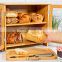 Kitchen Large Bamboo Bread Box For Kitchen Countertop Comes With Thick Bamboo Cutting Board And Stainless Steel Bread Knife