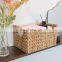 Water hyacinth decorative basket with wood handle and hand-woven storage basket are customizable in three sizes
