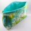 XL Aqua and Yellow Blossom Makeup Bag Canvas Travel Makeup Bag