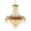 French Golden Copper Chandelier European Villa Luxury Crystal Pendant Lamps For Hotel