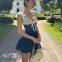 European and American foreign trade summer retro y2k hot girl pure lust style lace stitching bow short strap dress