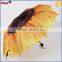 Unique design manual open 3 fold sunflower umbrella