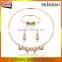 Vintage Stainless Steel 18K Gold Plated Necklace Earrings Bracelet Charm Bridal Jewelry Sets