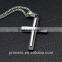 Men Cool Black Silver Stainless Steel Cross Pendant Chain Necklace