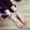 2016 European and American style summer new simple flat thong word buckle flat sandals
