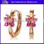 Wholesale Fashion 925 Sterling Silver Rose Gold Womens Huggie Earrings With Red Ruby Stone