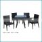 Garden wicker aluminium frame rattan square tempered glass dining table and 4 seats chairs JJ-013TC