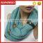 A-50 leather cuff women scarf crochet circle loop scarf wrap knit loop scarf with leather cuff