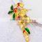 Gold Plated X'mas Little Boy Hugging Candy Cane Brooch