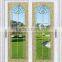 Wooden grain color 4 panels double tempered aluminium glass sliding doors