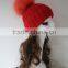 Princess Style Top Huge Cute Fur Ball With Knit Rib Acrylic Cap Real Raccoon Fur Pompom Knitted Beanie Hat