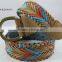 shine colorful woven pu leather fake leather belt for girl