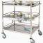 Stainless Steel Restaurant Serving Trolley with wheel