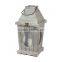 Antique Grey LED candle wooden lantern for outdoor decoration