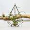 Geometric airplant flower hanging iron electroplating diamond shaped hollow plant receptacle