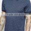 Custom Brand Logo Short Sleeve Button Placket Point Printed Design Navy Men's 100% Cotton Jersey Slim Fit Casual Polo T-Shirt
