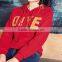 fashion design bright red long sleeve hoody have word printing for women