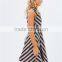 2016 Guangzhou Shandao Factory Hot Summer Stripe Sleeveless V-neck Pleated A Line Dress For Mature Woman