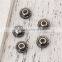 Lampwork Glass & Cubic Zirconia European Style Large Hole Charm Beads Round Black Clear W/ Stainless Steel Silver Tone Core
