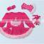 2017 new hot sell baby 1st birthday party suit, children's clothing , romper+knee-pad+headband+one pair of shoes