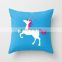 Blue Color Cartoon Unicorn Pillow Case Cover 18'' X 18'' Home Decoration Throw Sofa Chair 3D Printed Cotton Linen Cushion Cover