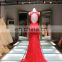 1314cx Red Royal Modern Mermaid Sexy Floor-lenght Sweep Train Wedding Dress 2016