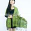 Wholesale Women Fashion Green Color Long Warm Soft Scarves Jacquard Paisley Shawl Cotton Wraps Pashmina Tassels
