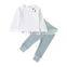 Baby Spring Autumn Clothing Infant Baby Solid Color Tops shirt Long Pants 2Pcs clothes Set Ribbed striped Tracksuit Outfit