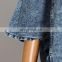 TWOTWINSTYLE Vintage Denim Women Windbreakers Lapel Collar Half Sleeve High Waist Trench Coats Female