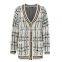 TWOTWINSTYLE Knitting Cardigan Female V Neck Plaid Oversized Sweater Women 2020