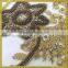 Handmade crystal gold rhinestone embroidered patches bridal beaded appliques wholesale FHA-050