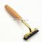 Eco-friendly wooden handle  razor with twin stainless blades