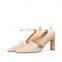 women high block heeled handmade design pumps sandals shoes women private label shoe