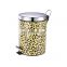 Household Steel Trash Can  Iron Printing Leopard Surface Waste Bin  Tin Plate Garbage Cans
