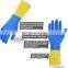 Double color flock lined household latex gloves