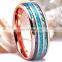 Fashion 8mm Rose Gold Tungsten Wedding Men Stainless Steel Rings Inlay Abalone Shell Blue Opal Rings Men Wedding Band Jewelry