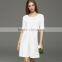 hot new arrival desgin for women kint hollow pattern round neck dress with half sleeves design