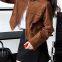 Luxi early autumn new retro stand up collar buckle suede jacket women's Hong Kong style short motorcycle jacket top