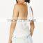 Ladies Designer Tops 2015 Halter Plain White Low Scoop Tops