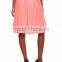 Mesh A-Line Solid Bright Color Skirt with Pleats