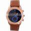 rose gold plated case sport stylist wrist watches with leather strap