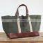 Custom high quality waxed canvas tote bag with leather handles unisex