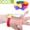 factory accept custom made embossed/printed logo with silicone bracelet, adjustable silicone wristband