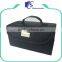 Black PU leather 4 foldable hanging toiletry bag for travel
