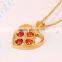 18K Gold Plated Heart Jewllery With Four Red Zircons Inside