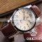 Orkina Coffee Leather Stainless Steel Case Chrono Quartz Men's Analog Sport Watch