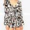 China Factory OEM ODM 2015 Hot Sale Customized Leopard Print Romper With Fluted Sleeve