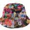 Girl Women Fashion Bucket Hat Boonie Cap Hawaiian Floral Flower Pattern Outdoor Camping Hiking Fishing Cap