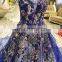 LS00282 blue sleeveless long train dresses evening appliques ball gown prom party girl dress